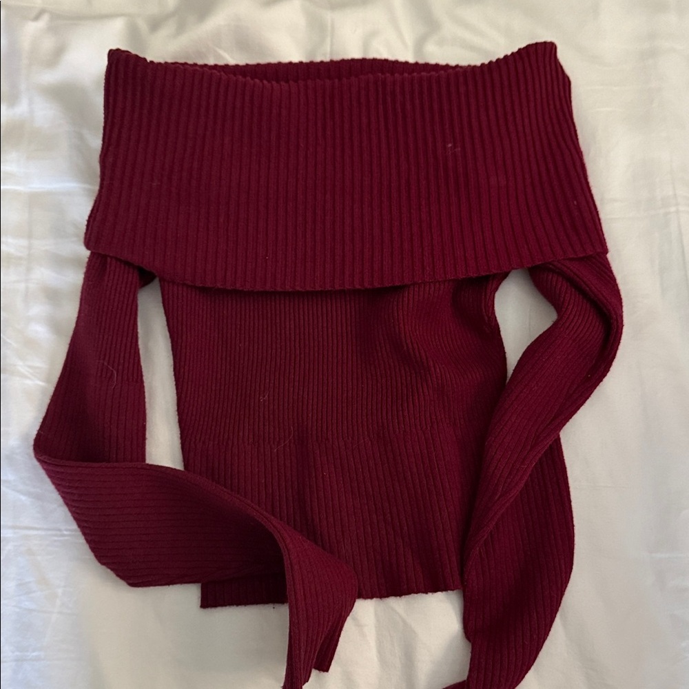 Princess Polly Deep Red Off-Shoulder Sweater